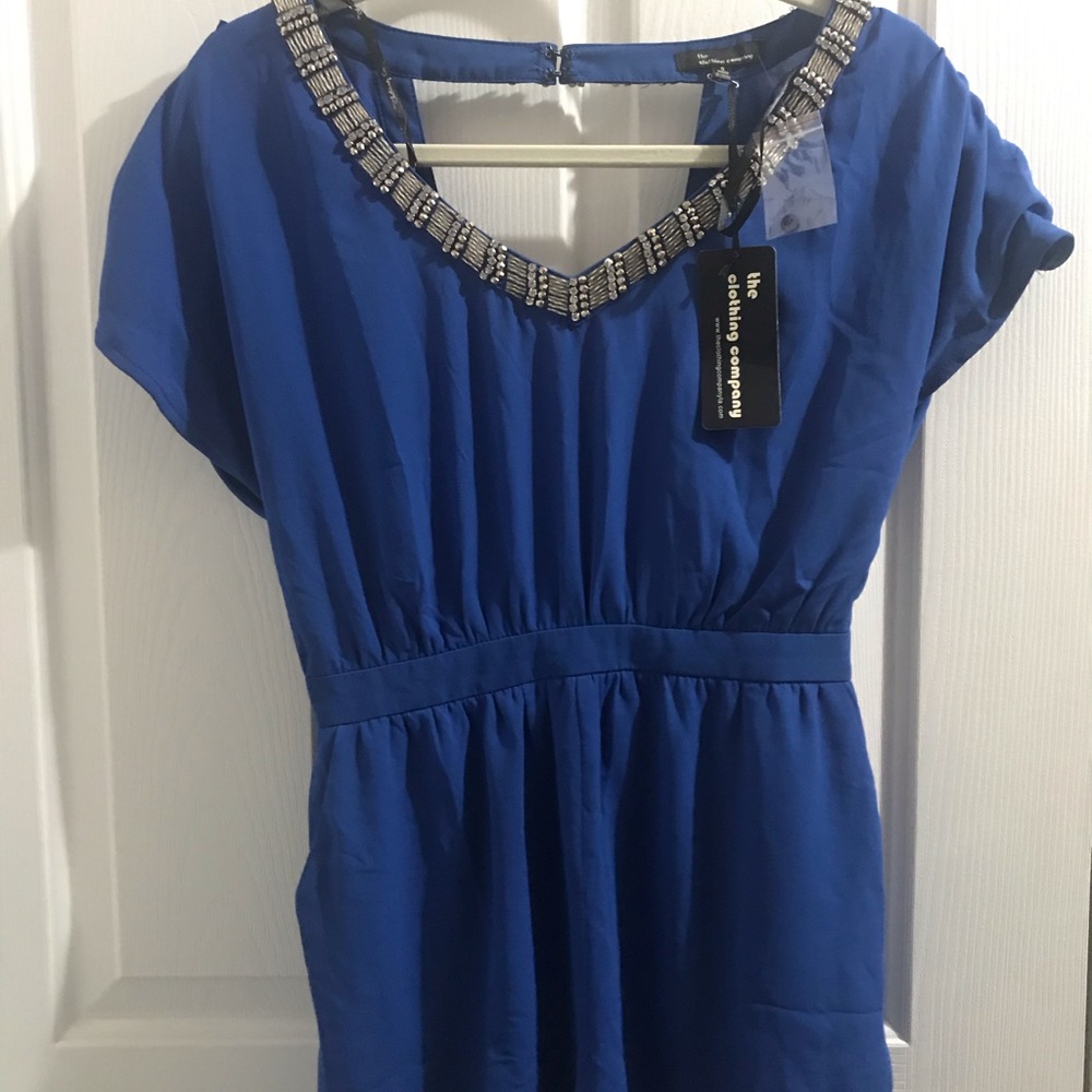 Jewel detailed Romper - Blue, size small
